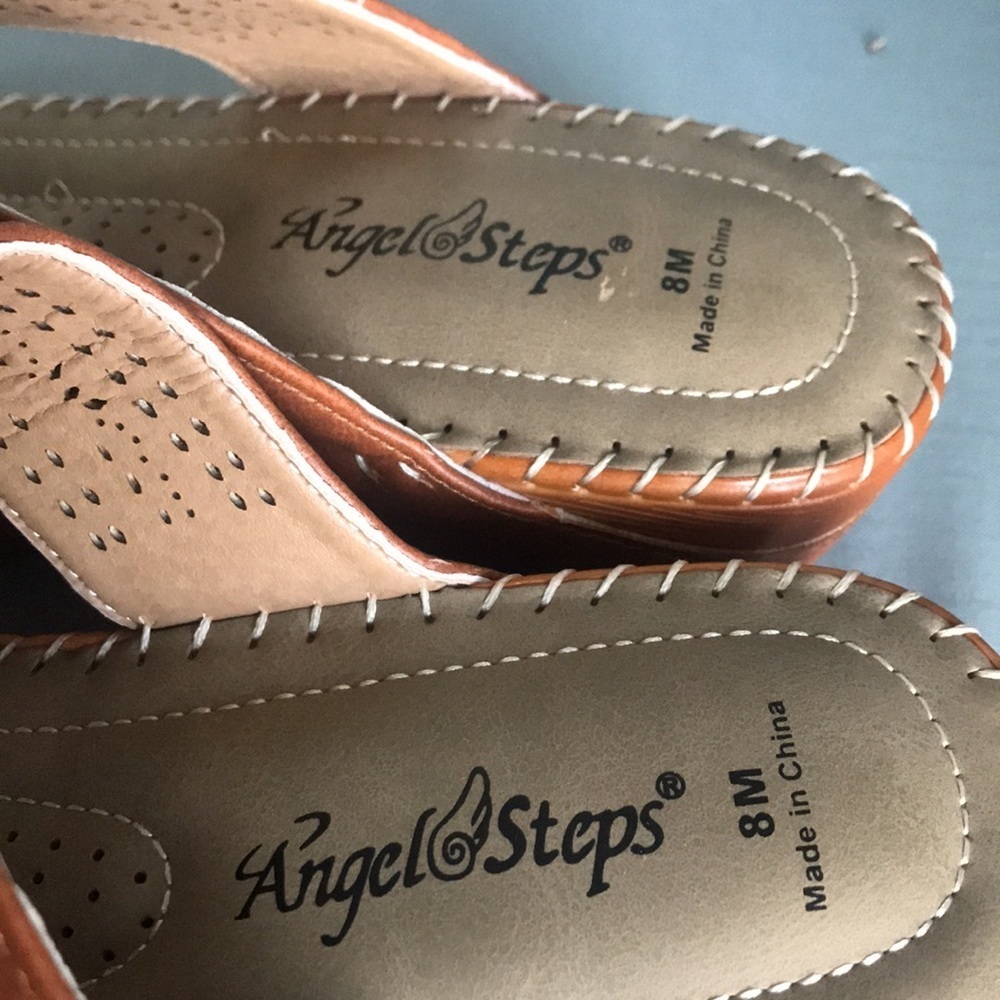NEW Angel steps brown faux leather comfy slip on sandals size 8 - Picture 6 of 8